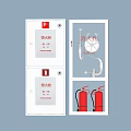 Important Fire Safety Equipment Including Hydrant Cabinets And Red Extinguishers In White Cabinets