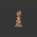 Traditional Stone Lion Statues Terracotta Colored With Gray Square Bases Paired On Black Reflective Surface