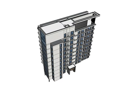 Modern High Rise Building Architectural Design With Balconies And Windows Structure 3d model
