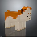 Cute Pixel Art Puppy With Orange And White Fur Standing On Dark Background
