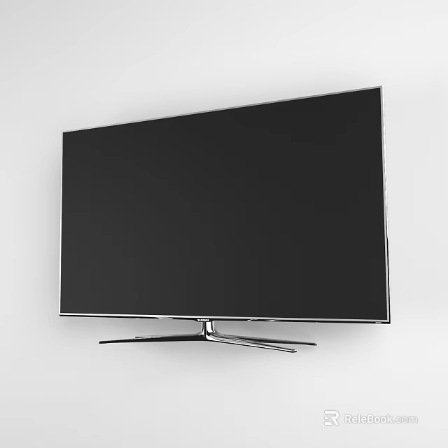 Modern Flat Screen TV With Sleek Metal Frame And Stylish Stand Design 3d model 