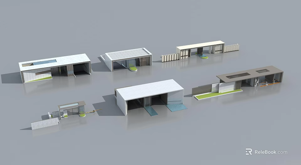 Modern Small Building Models With White Roofs And Open Design Layouts 3d model 