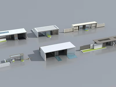 Modern Small Building Models With White Roofs And Open Design Layouts 3d model