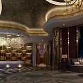 Luxury KTV Interior Design With Elegant Ceiling Lighting And Marble Columns 3d model