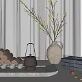 Potted Combination Ornaments Books 3d model