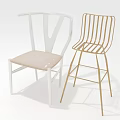 Modern White and Gold Leisure Chairs with V Shaped Backrest and Slatted High Leg Design