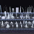 Various Stylish Fountain Designs with Layered Structures Water Jets and Stone Pebbles