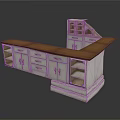 White Storage Cabinet Set With Wooden Countertop Multiple Drawers And Open Shelves