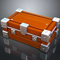 Orange Wooden Chest With Metal Locks Corner Brackets And Shiny Surface