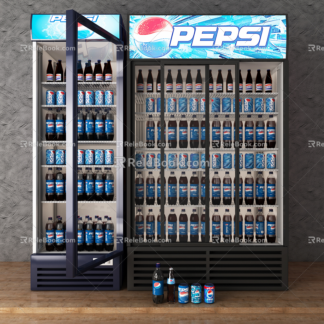 Modern Fridge Pepsi Refrigerator 3d model