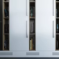 White Modern Bookcase Interior With Cabinets Open Shelves And Book Storage