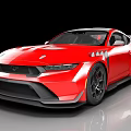 Red Sports Car With Modern Aerodynamic Body And Black Alloy Wheels
