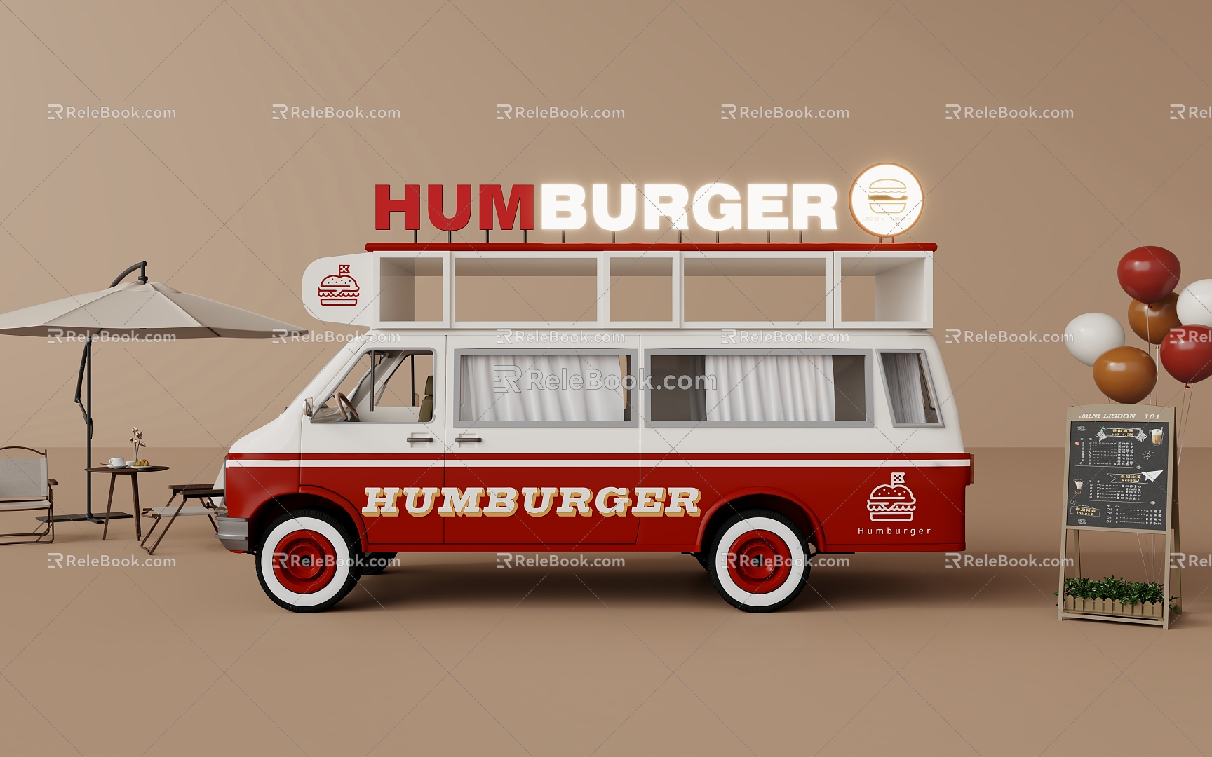 Fast Food Car Stall Car Sales Truck Hamburg Dining Car snack car mobile dining car car car modification 3d model