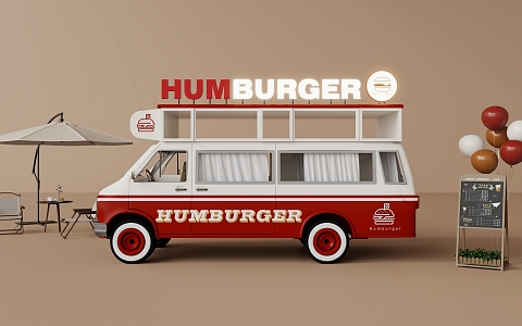 Fast Food Car Stall Car Sales Truck Hamburg Dining Car snack car mobile dining car modification 3d model