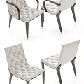 Modern Light Gray Armchairs With Diamond Tufted Design Dark Wood Arms And Legs