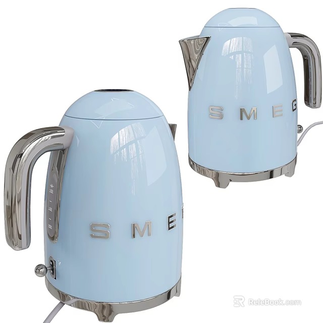 Light Blue SMEG Electric Kettle With Stainless Steel Accents And Classic Design 3d model 