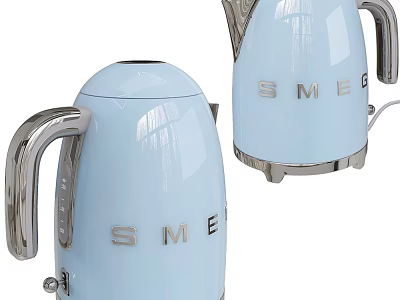 Light Blue SMEG Electric Kettle With Stainless Steel Accents And Classic Design 3d model
