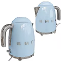 Light Blue SMEG Electric Kettle With Stainless Steel Accents And Classic Design