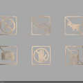 Prohibition Sign Pendants Metal Square Design With No Smoking Bicycle Animal Camera Touch Phone Icons