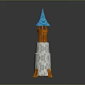 Unique Tower Structure With Blue Spire Orange And White Body And Orange Support Bases