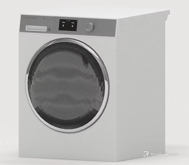 Modern Front Loading Washing Machine With Digital Control Panel And Round Door Home Laundry 3d model 