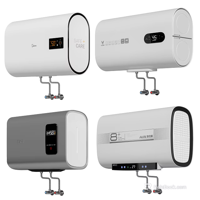 Modern Electric Water Heaters With Digital Display For Home Daily Use Appliances 3d model 