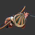 3D Character Creature Models Wearing Hat And Colorful Outfit With Surfboard And Knife