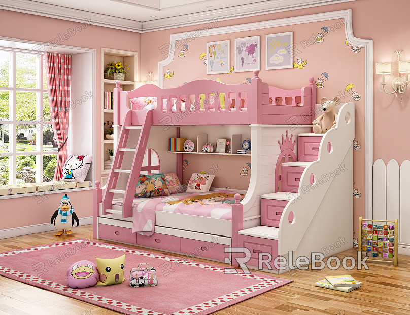 Modern Bed-and-Bed Children's Princess Room model