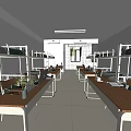 School Dormitory Modern Interior With Bunk Beds Study Desks And Chairs 3d model