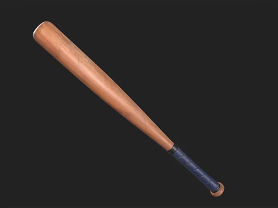 Premium Wooden Baseball Bat Sports Equipment With Blue Grip Handle 3d model