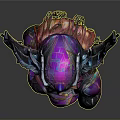 Sci Fi Fantasy Female Character Bust With Antler Like Headdress And Purple Pink Iridescent Armor