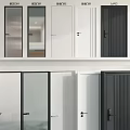 Modern Interior Hinged Doors Featuring Glass Panels White And Black Designs 3d model