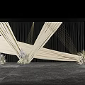 Artistic Floral Art Installation With White Flowers Geometric Drapery And Black Backdrop
