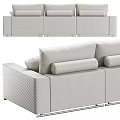 Modern Three Seater Sofa With Soft Cushions And Textured Armrest Design 3d model