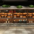Traditional Commercial Street With Wooden Shelves Earthen Jars And Green Plants
