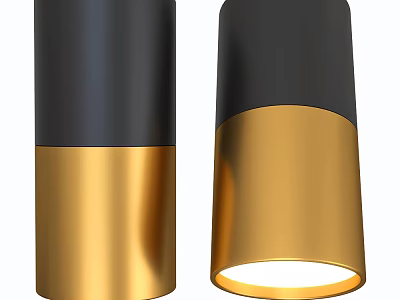 Modern Black And Gold Cylinder Spotlights With Bright Illuminated Design 3d model