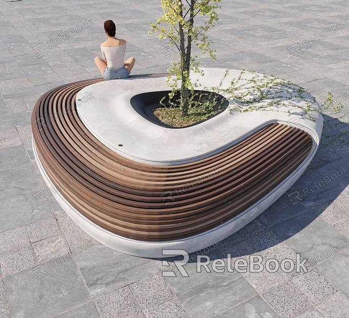 Modern Outdoor Chair Tree Pool Chair Landscape Tree Pool Special-shaped Tree Pool Sitting Stool model