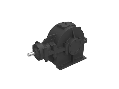 Industrial Gear Reducer Equipment With Black Metal Housing And Output Shaft 3d model