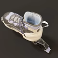 Gray and White Inline Skates with Lace Up Design Strap and Durable Wheels for Sports