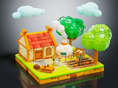 Modern Cartoon Building Cartoon House Cartoon House 3d model