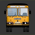 Orange Bus With Black Roof Multiple Windows And 3D Reflection On Dark Background 3d model