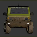Yellow Military Off Road Vehicle With Muddy Exterior And Black Roof