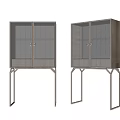 Modern Wooden Sideboard Design With Glass Doors And Metal Legs