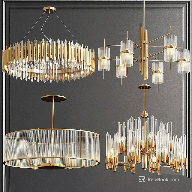 Modern Gold Crystal Chandeliers with Elegant Design for Home Interior Decor 3d model