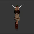 Red Haired Female Character Upside Down Wearing Beige Top With Green Creature