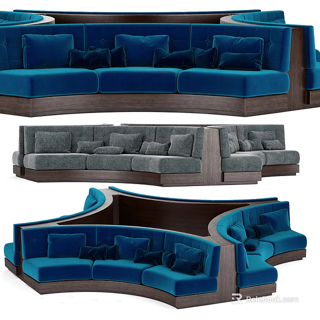 Unique Shaped Sofas Available In Various Colors And Curved Designs 3d model 