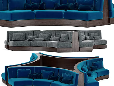 Unique Shaped Sofas Available In Various Colors And Curved Designs 3d model