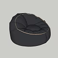Black Textured Bean Bag Chair With Stitched Edges And Comfortable Design