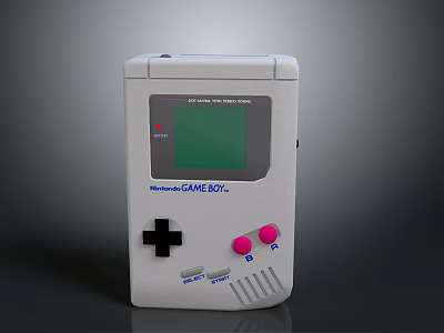 Nintendo Game Boy Classic Handheld Gaming Console With Green Screen And Pink Buttons 3d model
