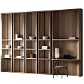 Modern Decorative Cabinet Solid Wood Desk Bookcase Work Area Decorative Cabinet Combination Desktop Decorative Table Lamp Combination Decorative Cabinet Bookcase Shelf Jewelry Ornaments Combination 3d model